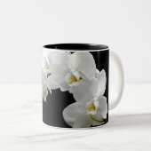 White Orchid Blossom Tweekleurige Koffiemok (Voorkant rechts)