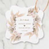 White Orchid BlusH Rozen Pampas Grass Wedding Bedankjes Labels (Achterkant)