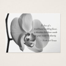 White Orchid Charity Wedding Favor Kaart