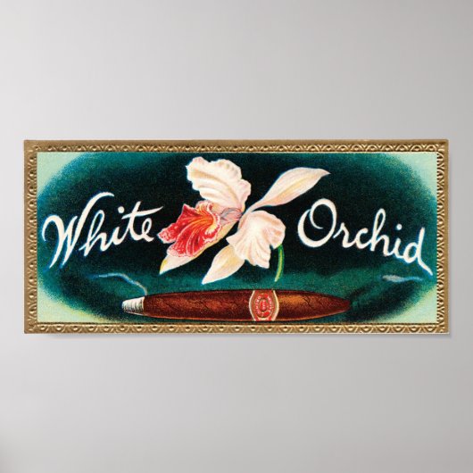 White Orchid Cigar Label Poster (Voorkant)