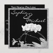 White Orchid CRYSTAL LOOK WEDDING Invitation Kaart (Voorkant / Achterkant)