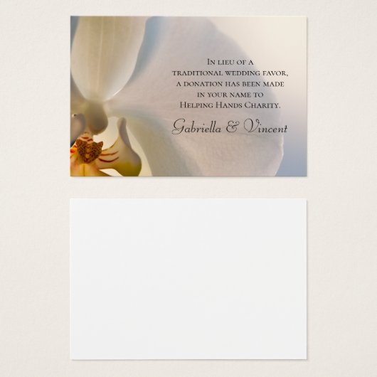 White Orchid Elegance Charity Wedding Favor Kaart (Voorkant /achterkant)