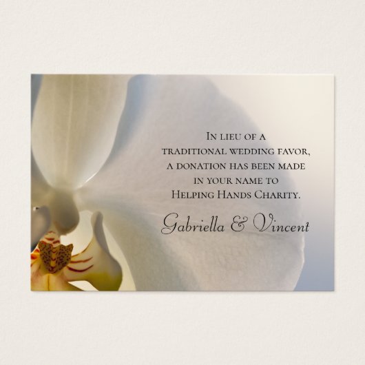 White Orchid Elegance Charity Wedding Favor Kaart (Voorkant)