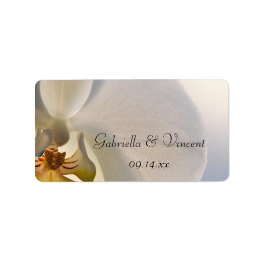 White Orchid Elegance Wedding Favor Label (Voorkant)