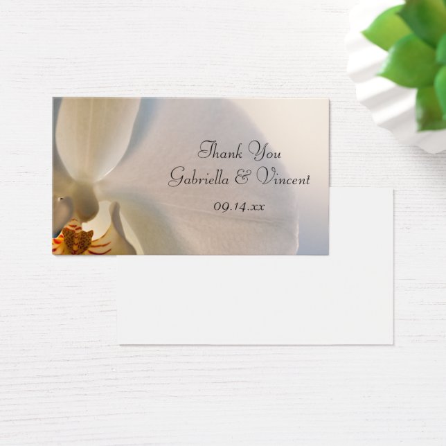 White Orchid Elegance Wedding Favor Labels Visitekaartjes (Bureau)