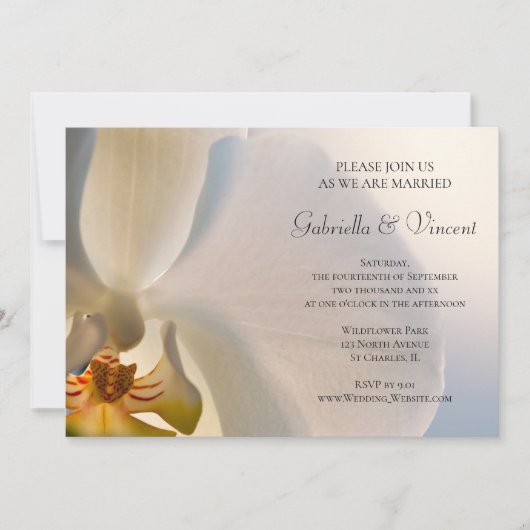 White Orchid Elegance Wedding Kaart (Voorkant)