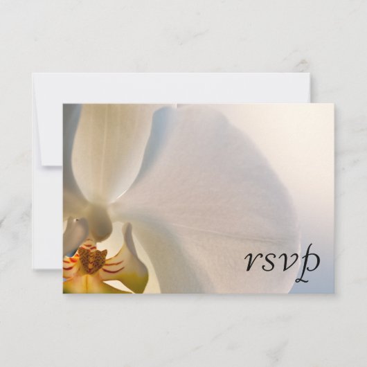 White Orchid Elegance Wedding RSVP Response Kaartje (Voorkant)
