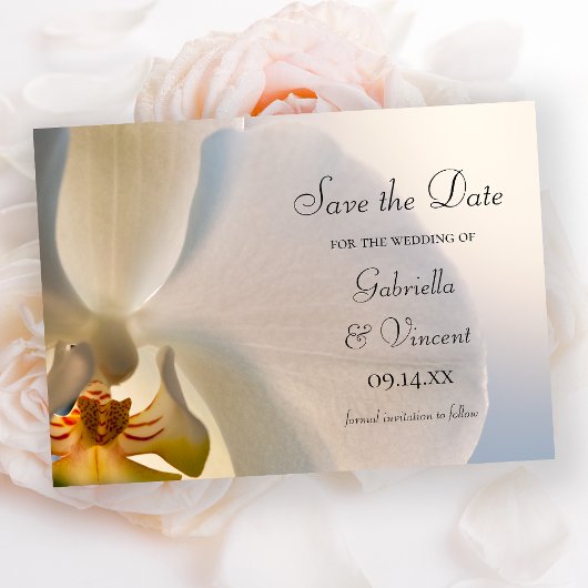 White Orchid Elegance Wedding Save the Date