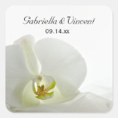 White Orchid en Bridal Veil Wedding Envelope Seal Vierkante Sticker (Voorkant)