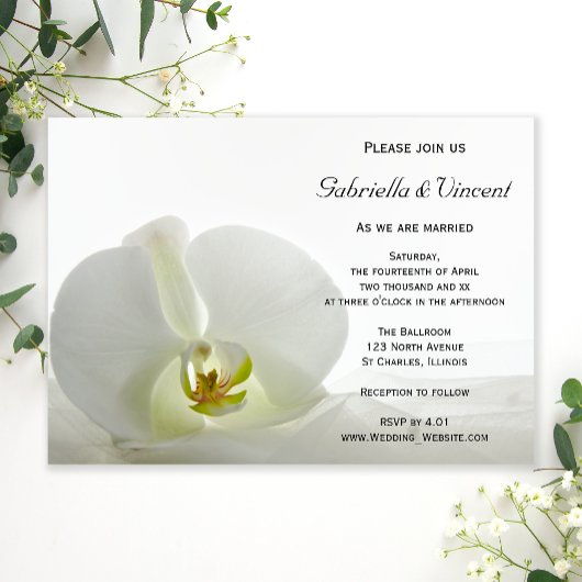 White Orchid en Bridal Veil Wedding Kaart