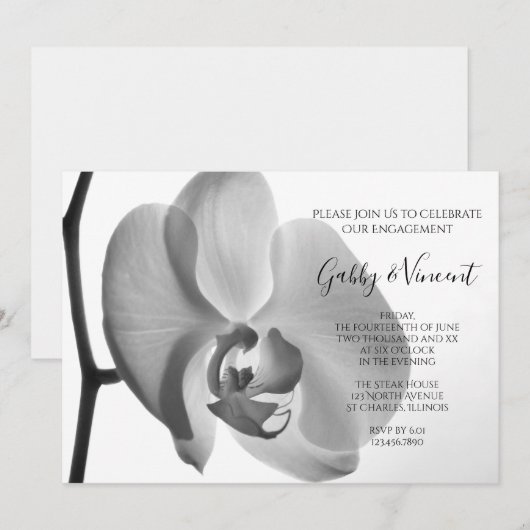 White Orchid Engagement Party Kaart (Voorkant / Achterkant)