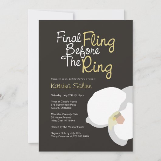 White Orchid Final Fling before the Ring Invitatio Kaart (Voorkant)