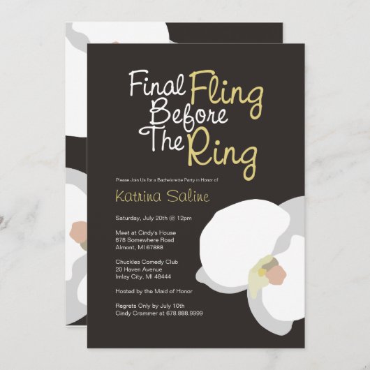 White Orchid Final Fling before the Ring Invitatio Kaart (Voorkant / Achterkant)