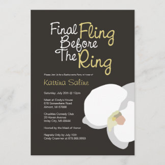 White Orchid Final Fling before the Ring Invitatio Kaart