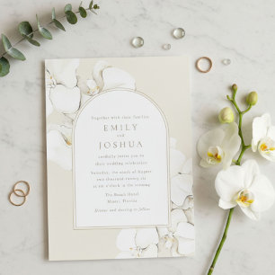 White Orchid Floral Digital Wedding Kaart