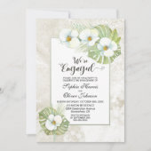 White Orchid Floral Photo Engagement Party Kaart (Voorkant)