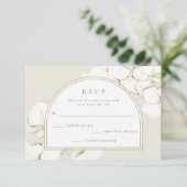 White Orchid Floral Wedding RSVP Kaartje (Staand voorkant)