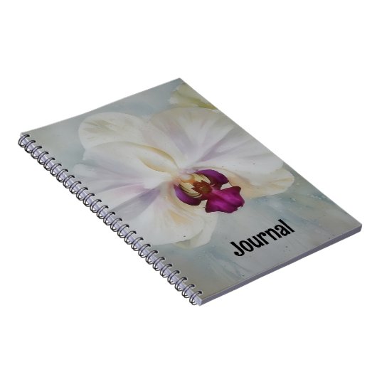 White Orchid Flower Art Journal personaliseren Notitieboek (Rechterzijde)
