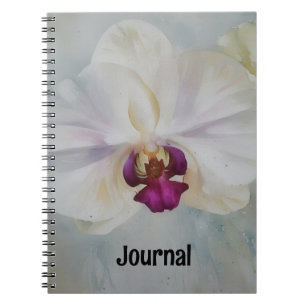 White Orchid Flower Art Journal personaliseren Notitieboek