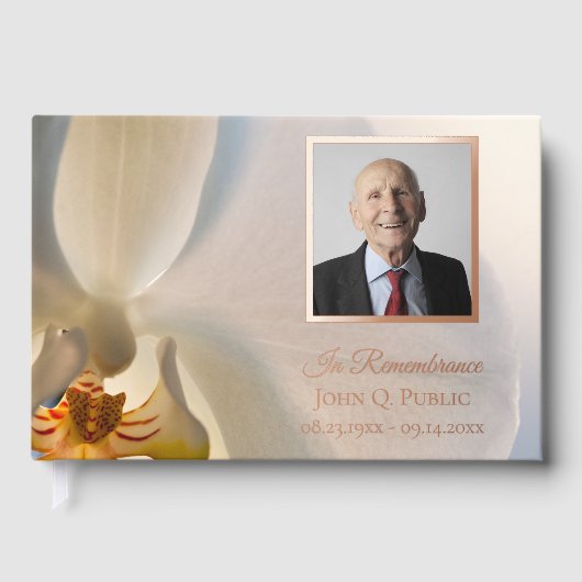 White Orchid Flower Celebration of Life Memorial Gastenboek (Voorkant)