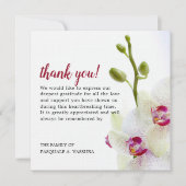 White Orchid Flower Funeral Bedankkaart (Voorkant)