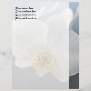 White Orchid Flower Gepersonaliseerd Briefhoofd