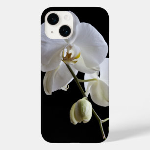 White Orchid Flower on Black Case-Mate iPhone Case