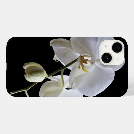 White Orchid Flower on Black Case-Mate iPhone Case (Achterkant (horizontaal))
