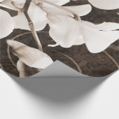 White Orchid Flower Sepia Black Background floral Cadeaupapier (Hoek)