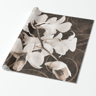 White Orchid Flower Sepia Black Background floral Cadeaupapier