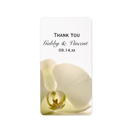White Orchid Flower Weddenschap Etiket (Voorkant)