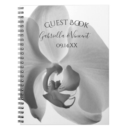 White Orchid Flower Wedding Guest Book Notitieboek (Voorkant)