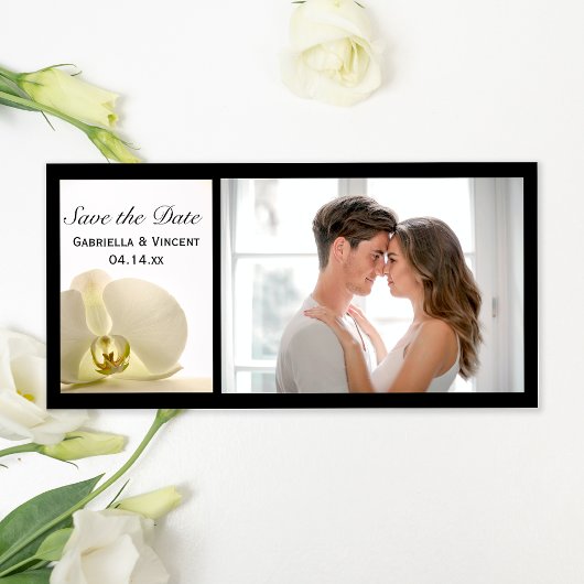 White Orchid Flower Wedding Save the Date