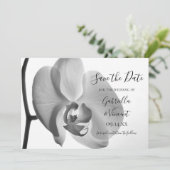 White Orchid Flower Wedding Save the Date (Staand voorkant)