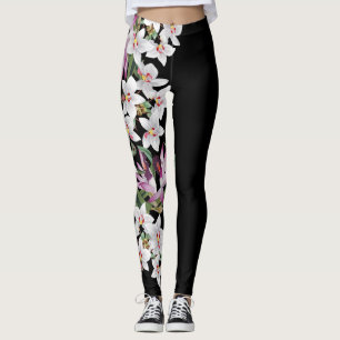White Orchid Flowers All-over-Print Leggings