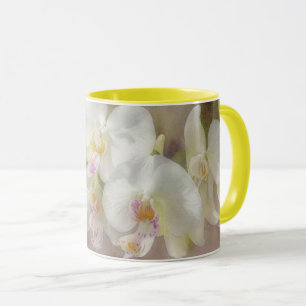 White Orchid Flowers Art Mok Cup