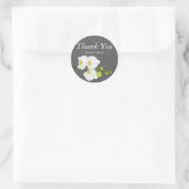 White Orchid Flowers & Gray Weddenschap Bedankt Ronde Sticker (Tas)