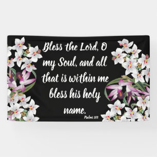 White Orchid Flowers Psalms 103 Christelijke banne Spandoek