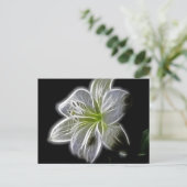 White Orchid Fractal op zwart Briefkaart (Staand voorkant)