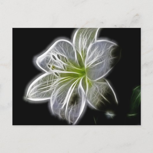 White Orchid Fractal op zwart Briefkaart (Voorkant)