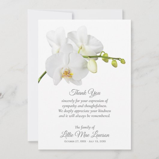 White Orchid Funeral Celebration of Life Dankuwel (Voorkant)