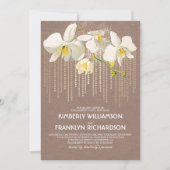 White Orchid Gold Glitter  Engagement Party Kaart (Voorkant)