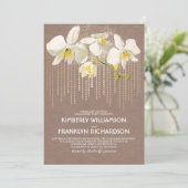 White Orchid Gold Glitter  Engagement Party Kaart (Staand voorkant)