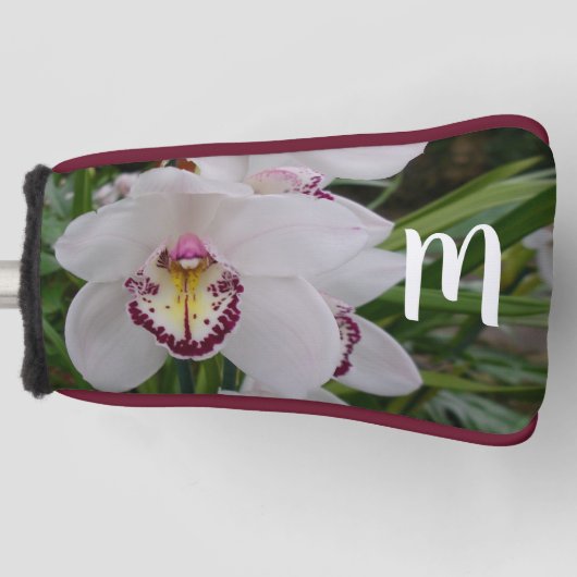 White Orchid II Elegant Floral Golfheadcover (Voorkant)