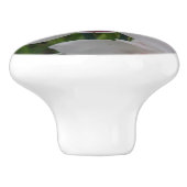 White Orchid II Elegant Floral Keramische Knop (Zijkant)