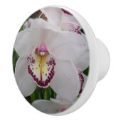White Orchid II Elegant Floral Keramische Knop (Rechts)