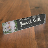 White Orchid II Elegant Floral Naambordje (Zijkant)