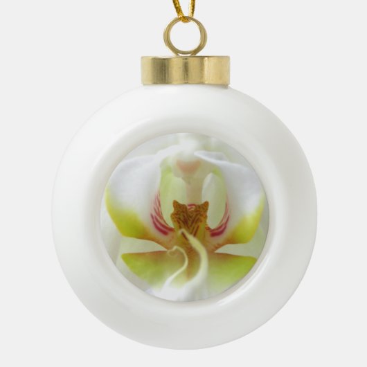 White Orchid Keramische Bal Ornament (Voorkant)