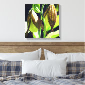 White Orchid Lady Slipper Flower Pair Canvas Afdruk (Insitu (Slaapkamer))