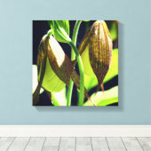 White Orchid Lady Slipper Flower Pair Canvas Afdruk (Insitu (Houten vloer))